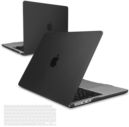 iNeseon Funda Compatible con 2025 2024 2022 MacBook Air 13,6 Pulgadas M4 A3240 / M3 A3113 / M2 A2681, Carcasa Rígida Plástico Delgada + Cubierta Teclado para Macbook Air 13.6, Negro