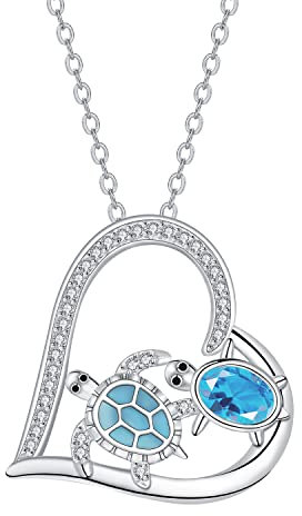 J.MUEN Schildkröte Kette 925 Sterling Silber, Mutter Halskette,Schmuck Geschenke für Frauen Mädchen