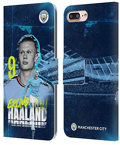 Head Case Designs Officially Licensed Manchester City Man City FC Erling Haaland 2022/23 First Team Leather Wallet Case Compatible With Apple iPhone 7 Plus/iPhone 8 Plus