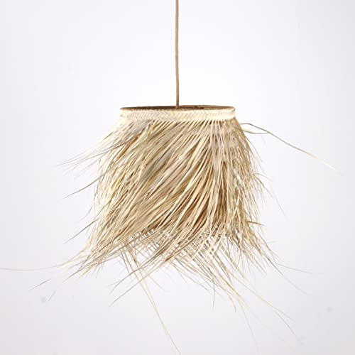 Bohome Living - Suspension Ronde en Paille à Franges, Suspension Luminaire Bohème Chic (30 x 30cm)