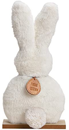 matches21 Flauschige Dekofigur Osterhase aus Plüsch Osterdeko Hase Ostern Deko Hasenfigur Frühlingsdeko weiß 11x19x5 cm