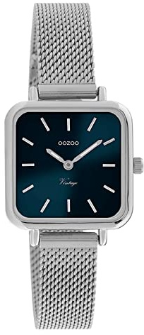 Oozoo Damen Armbanduhr Vintage Series C10970 Analog Metall Mesh Silber UOC10970 Analoguhr