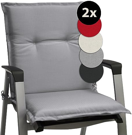 Beautissu 2er Set Niedriglehner Auflagen Sitzkissen für Garten Balkon | 100x50cm 6cm Dickes Sitzpolster Hell Grau Sitzauflage Gartenstuhlauflage Stuhl Bequemes Camping Niederlehner Kissen Base NL