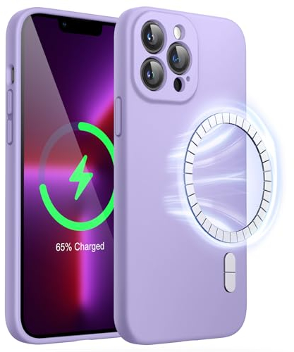JETech Magnetic Silicone Case for iPhone 13 Pro 6.1-Inch, Compatible with MagSafe, Phone Cover with Camera Lens Full Protection (Light Purple)