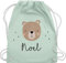 Turnbeutel Rucksack - Süßer Bär I Bären I Bärenmotiv I Bear - Unisize - Pastell Grün - personalisierte geschenke kinder kindergarten wechselbeutel teddy name sporttasche personalisierter junge