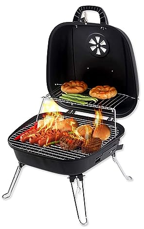 Barbecue-Holzkohlegrill Rauchfreier kleiner Haushaltsofen, tragbarer kleiner Ofen, mit Deckel, Grill aus Edelstahl, geeignet für Camping im Freien Kleiner klappbarer Tischgrill