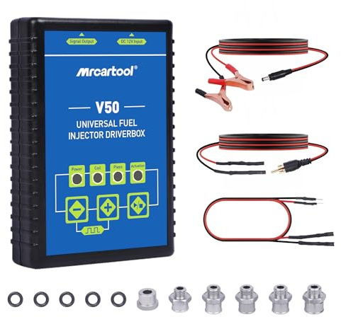 MRCARTOOL Caja de controladores de inyectores de combustible, 12 V, diésel, gasolina, GDI, caja de controladores de inyectores, 0-20 Hz, detección de impulso ajustable del tipo de inyector, trabajo