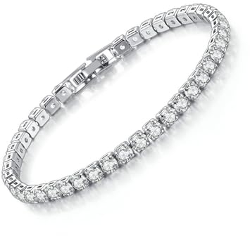 Ryaupy Tennis Armband Damen Silber mit Zirkonia Kristall Armbänder Shining Diamant für Frauen Mädchen für Freundin Mutter Ehefrau Armband für Weihnachten Geschenk