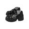 Punk Fashion Black Chain Heart Buckle Female Lolita Cute Mary Janes Pumps Platform Wedges High Heels Women's Sweet Gothic Punk Shoes, black, 6 UK