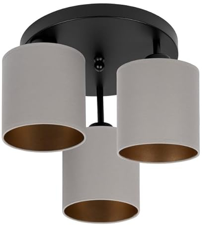 alfalux Deckenlampe 3 Flammig Deckenleuchte E27 LED Geeignet Wohnzimmer Schlafzimmer Küche CL-3030SC-GRGRGR Schwarz - Grau/Grau/Grau