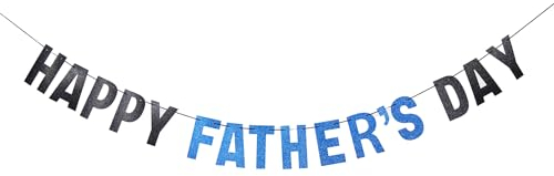 Goldene Wimpelkette mit Aufschrift Happy Father's Day, Banner für Vater, Party, Dekoration, Hintergrund, Girlande für Vatertag (schwarz-blaues Banner)