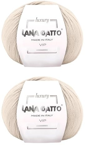 Knäuel aus Kaschmir und extrafeiner Merinowolle zum Stricken, Lana Gatto Vip Line, 100 gr., 400 mt, (Beige - 10011, 2)