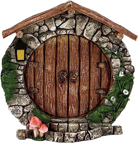 DPWOUM Miniature Fairy Gardens Door,Hand Painted Fairy Doors That Open Fairys House, Fairys Gardens Accessories for Home Outdoor Yard Tree Trunk, Garden Sculptures and Statues