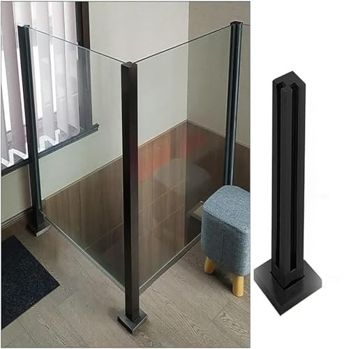 PAUANI Treppen Handläufe - Treppengeländer, Geländer-Zaunstangenhandlauf aus Edelstahl 304, vertikaler Glaspaneelpfosten für Innen/Außen/Loft/Villa, mit quadratischer Basis(Corner Post,60cm)