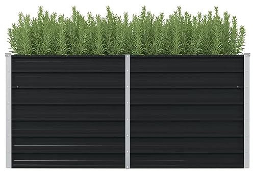 Iiaky Fioriera Rialzata Antracite 160x80x77 cm in Acciaio Zincato,Fioriera da Esterno,Orto Verticale Rialzato da Esterno per Balcone e Giardino,Mini Orto Rialzato per Piantine,Giardino Verticale da Es