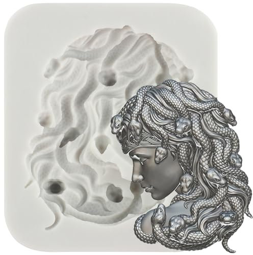 MINFEIDMS Medusa Silicone Moulds Greek Mythic Figure Medusa Fondant Moulds Snake Hair Fairy Mould for Sugar Cake Decorating Cupcake Topper Chocolate Gum Paste Candy Polymer Clay