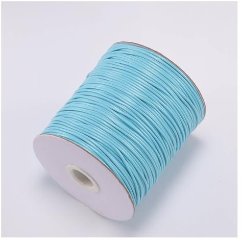 Wisafory Cordoncino di cera in pelle, per fai da te, per la creazione di gioielli, bracciali, decorazioni, progetti fai da te, cucito, azzurro, 2 mm x 10 m