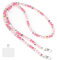 Witeup Chaîne de téléphone portable avec perles et céramique, cordon coloré avec fleurs et patch transparent, accessoire pour téléphone portable, Rose, taille unique