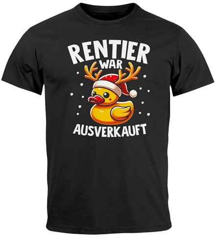 MoonWorks Herren T-Shirt Weihnachten Rentier war ausverkauft Elch Spruch lustig Ente Xmas