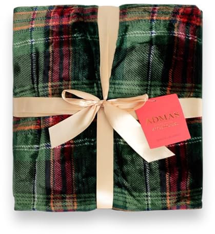 ADMAS Plaid Natalizio in pile coral a quadri scozzese con retro in sherpa 127x152 cm Art. 69058