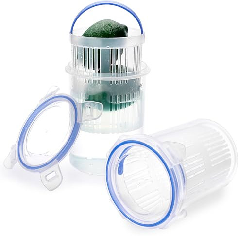 OLegei 2PCS 24 oz Pickle Holder Container with Strainer Pickle Keeper Jar, Plastic Containers with Leakproof Lid for Olives, Pickles, Peppers, Clear