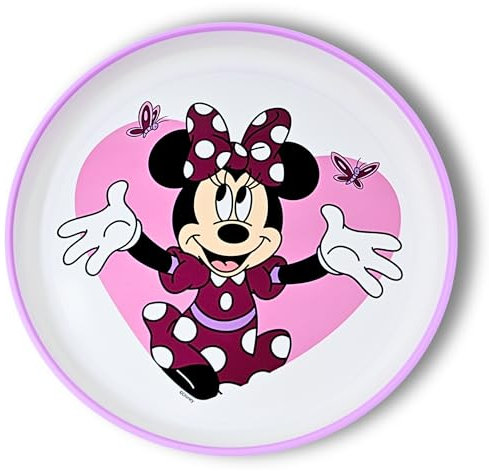 Stor Minnie Mouse Kinderteller rutschfest, BPA frei & Mehrweg, Kinder Esslernteller, Snackteller, Campingteller für Kleinkinder, Baby Beikost Teller, Breiteller, Frühstücksteller, Babyteller