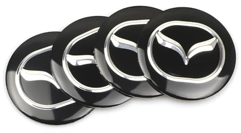 FUWUDI 4 Stück Auto Nabendeckel Aufkleber, Radnabenabdeckung-Logo für Mazda Atez 6 GH GG Gi 3 Angksela BK CX 5 4 7 8 56mm, Nabenkappen Abzeichen Sticker, Felgen Aufkleber