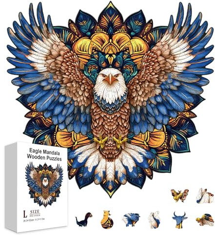 GLOBLELAND Holzpuzzle Erwachsene 200 Teile Holzpuzzles Mandala Adler Wooden Puzzle Unregelmäßige Einzigartige Puzzle für Erwachsene Kreatives Weihnachten Geschenke 11.22x11.8 Zoll