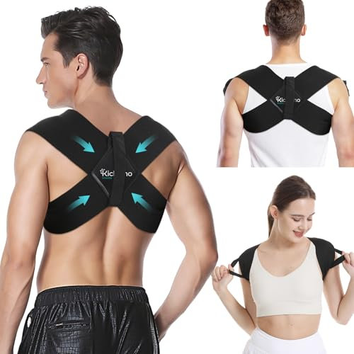 Corrector de Postura Ajustable Para la Parte Superior de la Espalda Recta,Corrector de Espalda,Apoya la Clavícula y Alivia el Dolor de Cuello, Hombros y Espalda Alta, Talla M/L