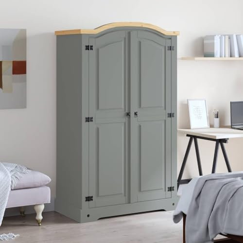 Kangmusi Wardrobe Mexican Pine Corona Range 2 Doors Grey, KangmusiGB-282619