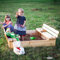 Sandkasten aus Holz mit Faltbarer Abdeckung und Bank 118 x 122 x H20, Sandkasten mit Abdeckung, Sandkasten für Kinder, Sandkiste aus Holz - Timbela M051-1