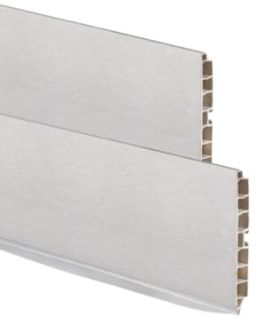 Bricoleva.it Coppia Zoccolo PVC Cucina - 2 Profili Battiscopa Mobili Cucina - Dimensioni 200 cm Differenti Rivestimenti e Altezze - Prodotto Made in Italy - Altezza 12 cm Color Alluminio