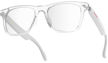 Smart Glasses for Men and Women, Open Ear Bluetooth Audio Glasses, Sunglasses Built in Mic & Speakers, Blue Light Filter & UV Pretection Polarized Lenses, IP65 Waterproof Bluetooth Glasses, White