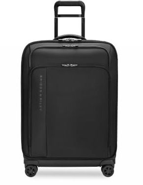 Briggs & Riley 66cm Medium Expandable Spinner - Checked Luggage for Travel, Suitcases with Wheels, Softside Rolling Bag for Men & Women - ZDX Collection, Black