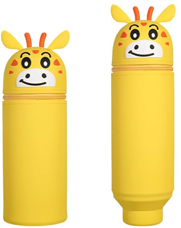 Qottmez Kawaii Federmäppchen, 2-in-1 Weiche Silikon Schulmäppchen & Tischstifthalter mit Reißverschluss, für 15+ Buntstifte Marker, Schule & Büro, Geschenk für Mädchen & Jungen