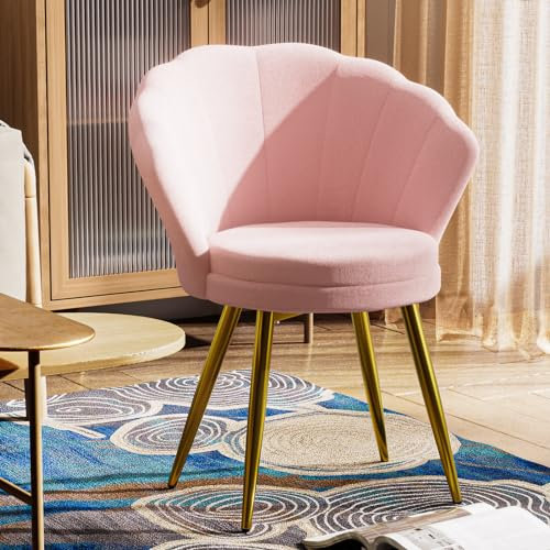 Chleby Poltroncina da Camera da Letto Sedie da Pranzo in Velluto Poltroncine Salotti con Gambe in Metallo Placcato Oro Sedia da Salotto per Soggiorno Caffè Vanità (rosa)