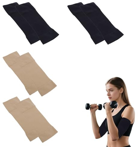 4 Paia di Manicotti a Compressione Elastici per Braccia, Maniche a Braccio Dimagrante, Maniche Dimagranti per Sport e Fitness, Compressione Elastica per Perdita di Peso e Modellamento Braccia