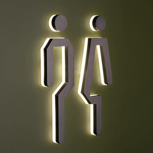 LED-Schild für Toiletten, Edelstahl, Anleitung für das Badezimmer, für Geschäft, Bar, Einkaufszentrum, Tür oder Wand