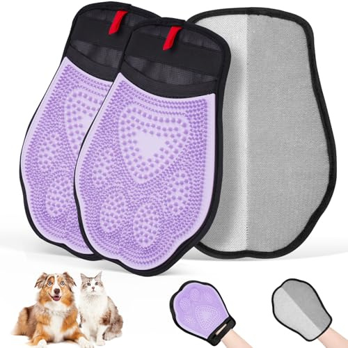 Zivacate 2 Pezzi Migliorato 2 in 1 Guanti Rimuovi Peli Animali | Guanto Peli Gatto, Guanto Peli Cane, Guanto Elettrostatico Riutilizzabile per Rimozione Pelo per Animali, Abiti, Divano