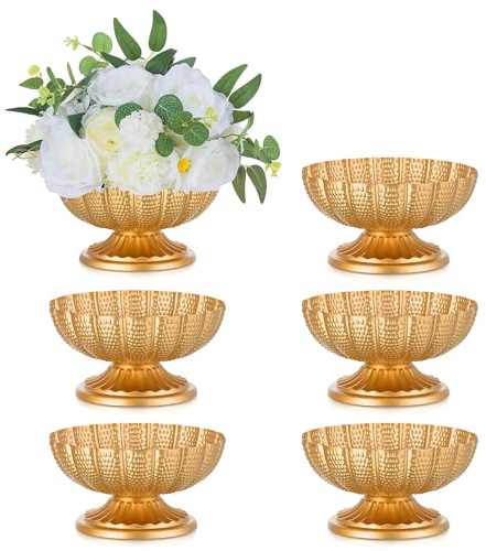 Inweder Gold Compote Vase Set: 6 Pcs Metal Flower Vases Bulk