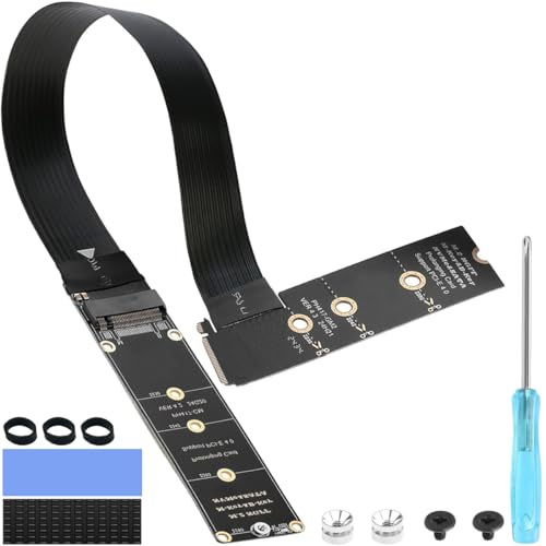 HAAMNING7 NGFF M-Key NVME PCI Extension Cable Female to Male NVMe Extender 30cm 90 Degree PCI-E 4.0 Ribbon Flex Cable Adapter for Mainboard SSD 2230/2242/2260/2280