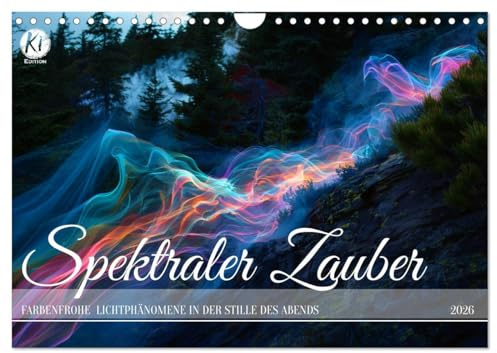 Spektraler Zauber (Wandkalender 2026 DIN A4 quer), CALVENDO Monatskalender: Lichtphänomene von KI berechnet, basierend auf mathematischen Formeln (CALVENDO Wissenschaft)