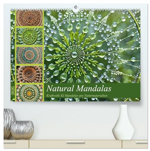 Natural Mandalas - Kraftvolle KI Mandalas aus Naturmaterialien (hochwertiger Premium Wandkalender 2026 DIN A2 quer), Kunstdruck in Hochglanz: Harmonie ... aus Naturmaterialien. (CALVENDO Kunst)