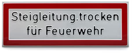 Betriebsausstattung24 Hinweisschild „Steigleitung, trocken für Feuerwehr“ - 29,7 x 10,5 cm - Aluminium - Befestigungsart: Zum Verschrauben - Brandschutz-Erstausstattung nach DIN 4066-D1