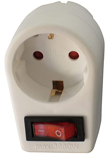 Arcas 94700001 - Zwischenstecker 1 fach mit Schalter und Kinderschutz, in weiß, Anschlussleistung 3500 Watt, Spannung 230 Volt, für den Einsatz im Haushalt und anderen Innenräumen geeignet