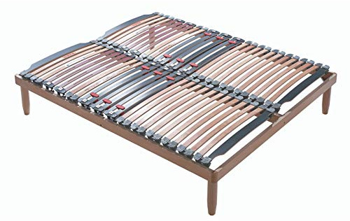 Evergreenweb Doppelbett Lattenrost 150x200 cm 40 Hoch aus Buchenholz, Orthopädischer Holzrahmen Verstärkte Steifigkeitsregler 4 Abnehmbare Beine Für Alle Betten und Matratzen Geeignet, Modell Lemon