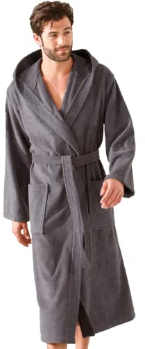 Morgenstern Albornoz Hombre Capucha Algodón Rizo Gris Talla M - 50