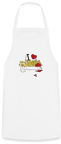 Spreadshirt I Love Pommes Ich Liebe Fritten Kochschürze, One size, Weiß