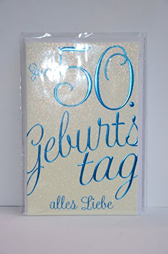Geburtstagskarte Glückwunschkarte Grusskarte Geschenkskarte GeschenkkarteZum 50 Geburtstag alles Liebe 1 Karte mit Umschlag (Weiss)