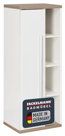 FACKELMANN Midischrank Stanford/gedämpfte Scharniere/Maße (B x H x T): ca. 42 x 106 x 32 cm/hochwertiger Schrank/Anschlag: Links/Korpus & Front: Weiß/Abdeckplatte und Boden: Braun hell